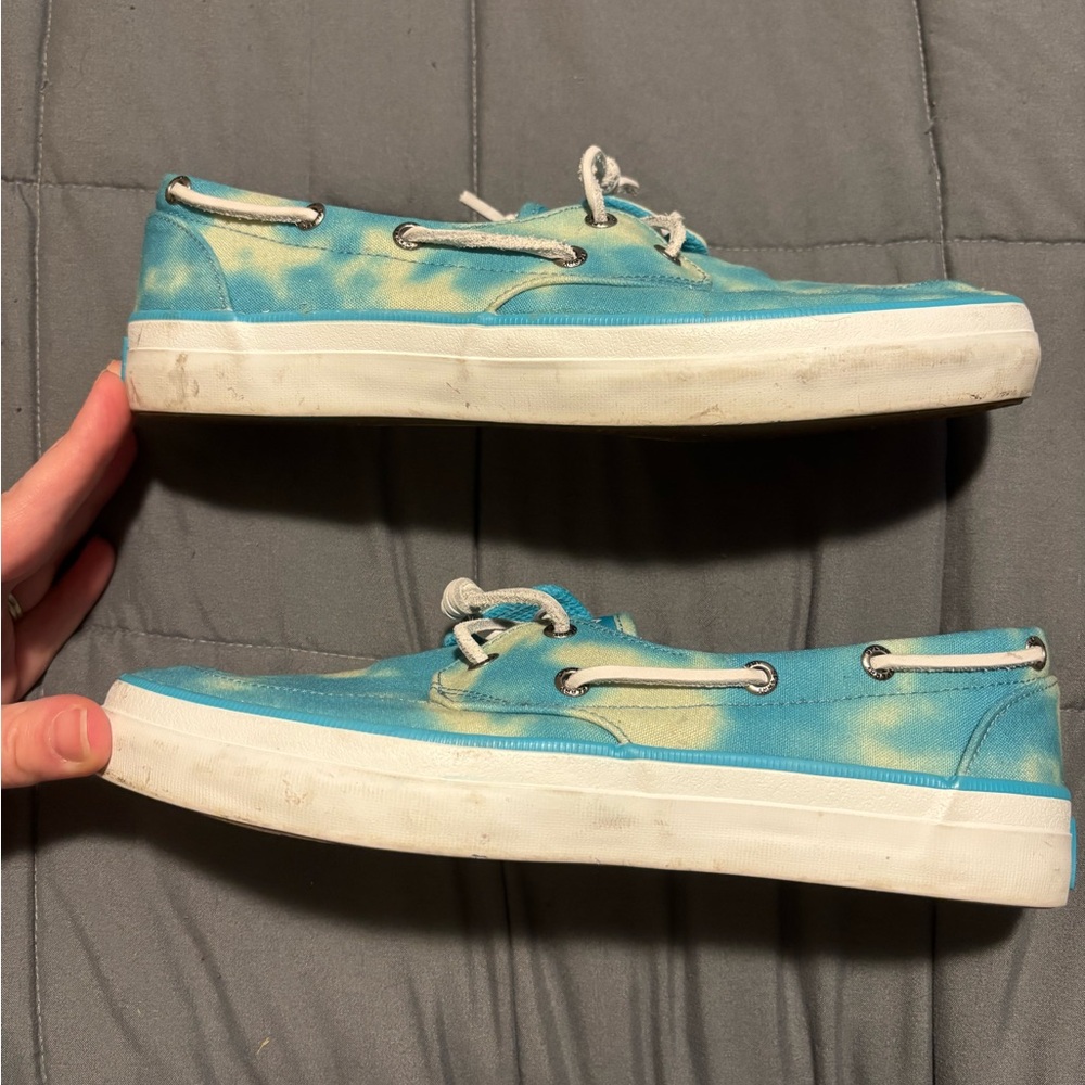 SPERRY Womens Crest Two-Tone Cream and Blue Boat Shoe Size 7.5 - Picture 6 of 8